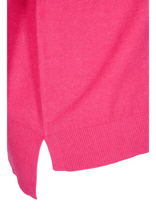 Knitted ribbed sweater with slit, Fuchsia Purple, Packshot image number 3