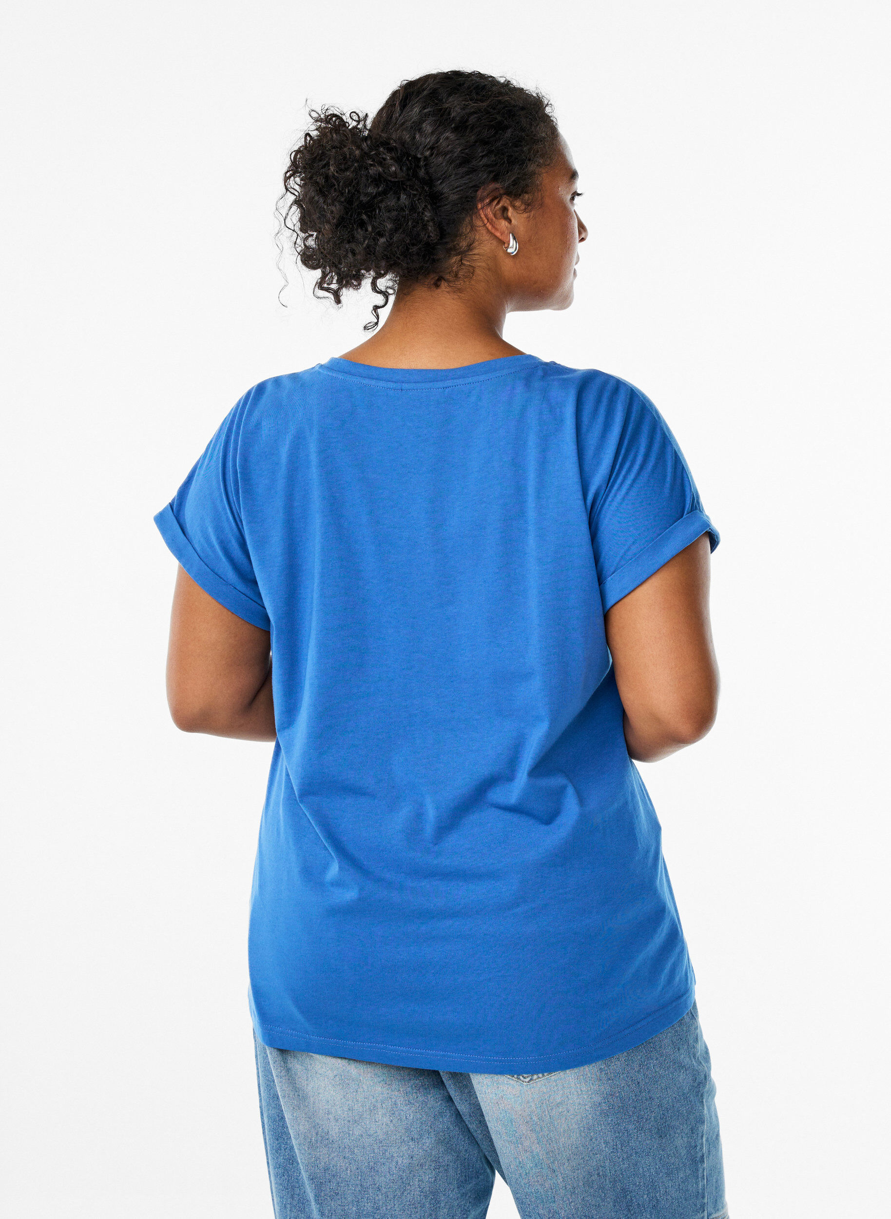 ZizzifashionShort sleeve cotton blend T-shirt, Blue, Model image number 2