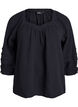 Cotton muslin blouse with 3/4 sleeves, Black, Packshot image number 0