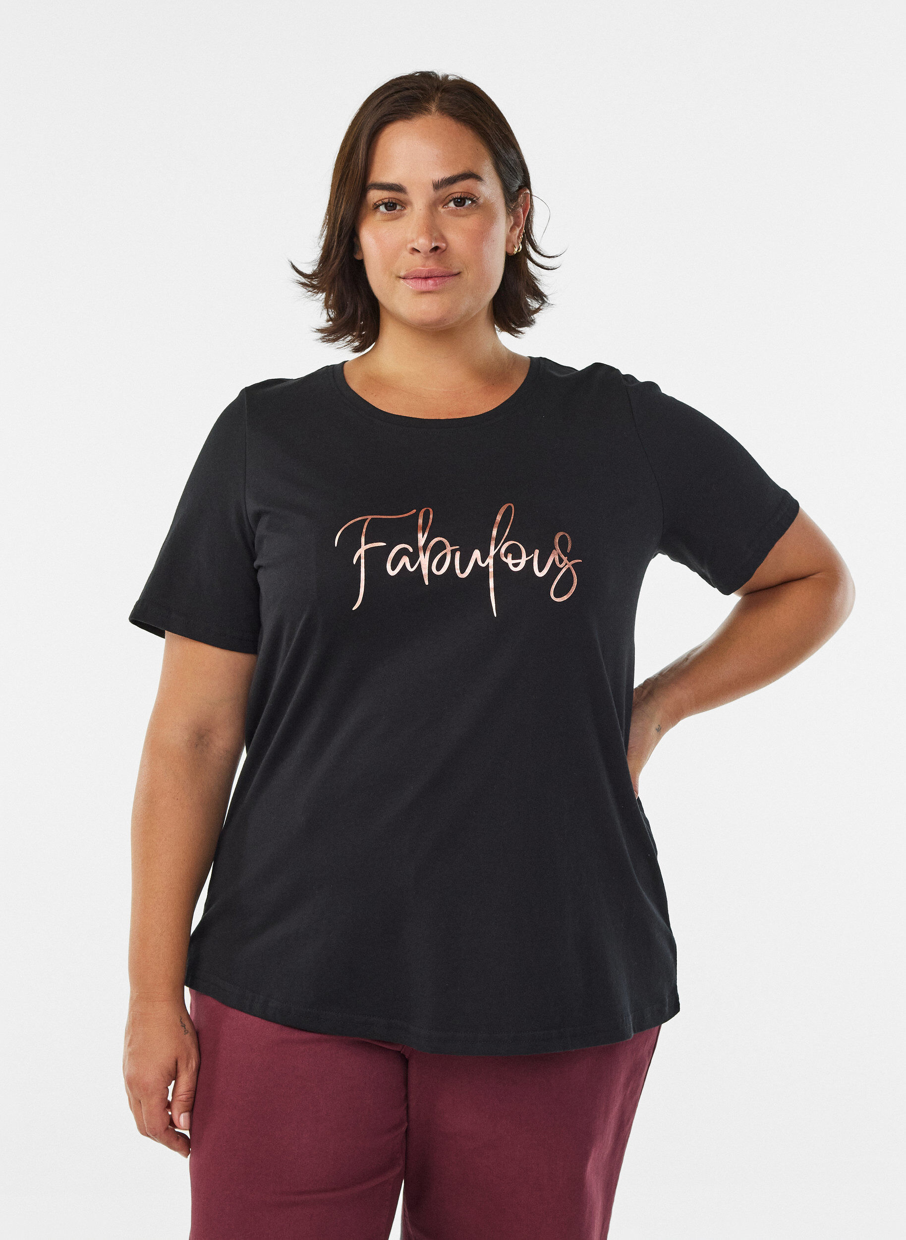 ZizzifashionT-shirt with motif, Black, Model image number 0