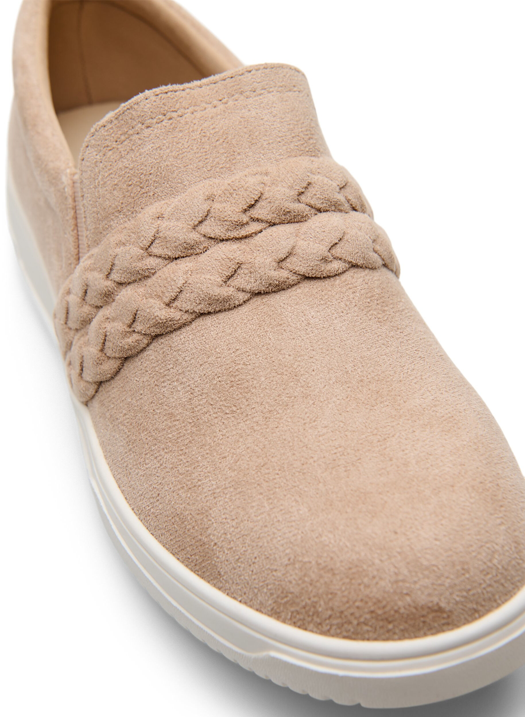 Zizzifashion Shoes in faux suede with braided straps, Beige, Packshot image number 3