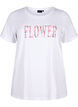 Cotton T-shirt with text print, B. White w. Flower, Packshot image number 0