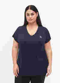 Short-sleeved sports T-shirt with V-neckline, Night Sky, Model