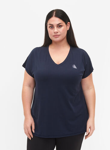 Short-sleeved sports T-shirt with V-neckline, Night Sky, Model image number 0