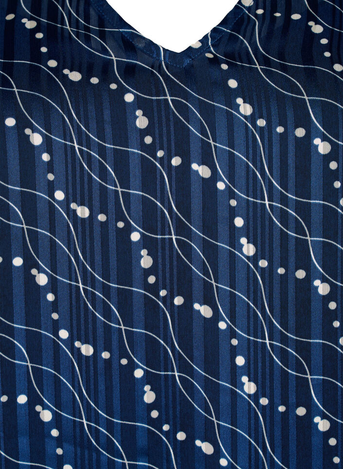 Printed dress with v-neck and 3/4 sleeves, Dress Bl. Swirl AOP, Packshot image number 2