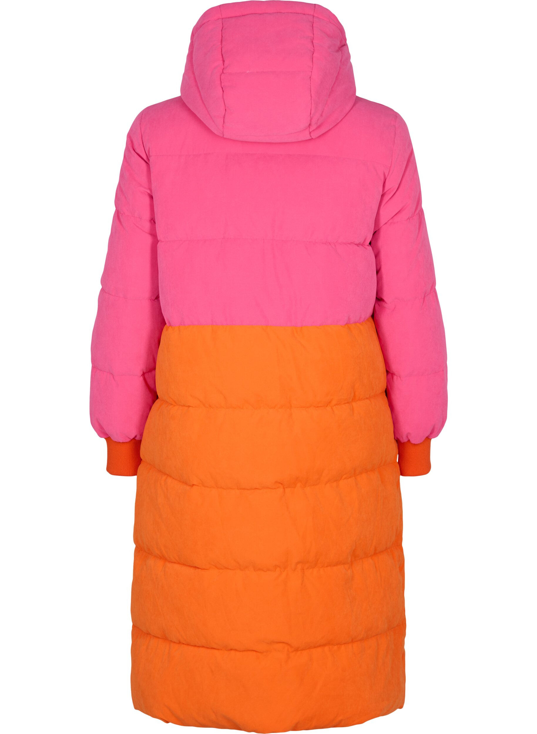 Long winter jacket with colour block 