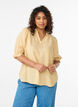 Blouse in linen and viscose with 1/2 sleeves, Yellow, Model image number 0