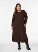 Midi dress with a wavy texture and long sleeves, Brown, Model image number 1