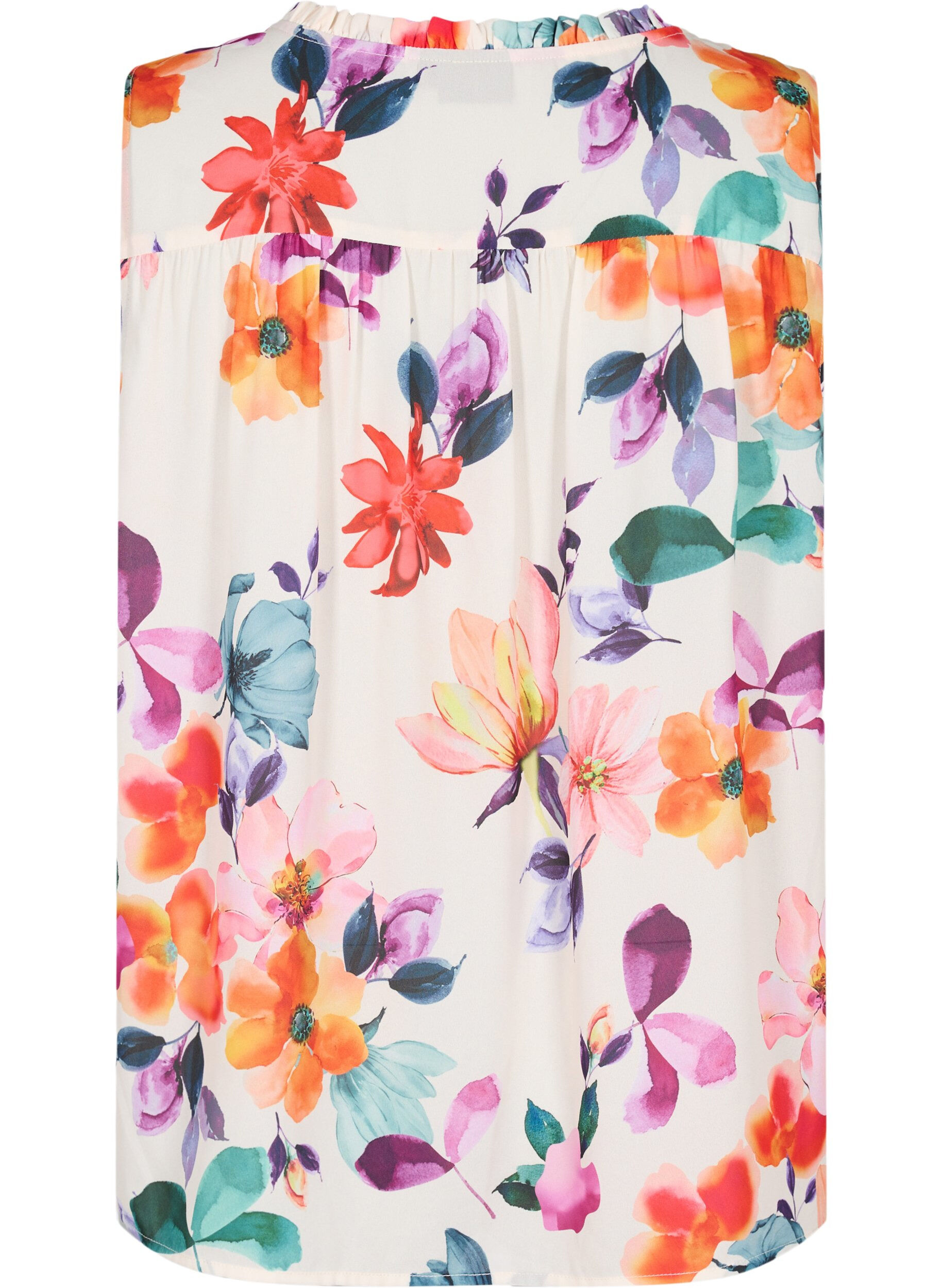 Zizzifashion Floral top with tie detail, Buttercream Flower, Packshot image number 1