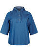 Denim blouse with hood, Medium Blue Denim, Packshot image number 0