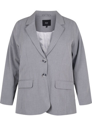 Simple blazer with pockets, Medium Grey Melange, Packshot image number 0
