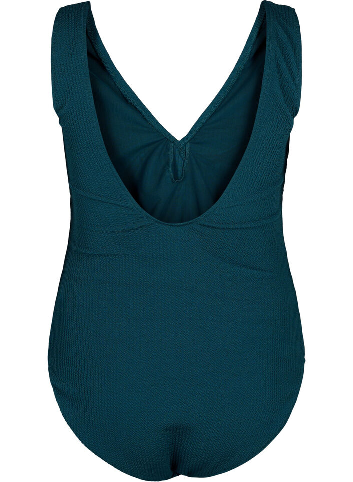 Swimsuit with crepe texture and wrap effect, Dark Sea, Packshot image number 1
