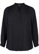 Long-sleeved shirt blouse with V-neck, Black, Packshot image number 0