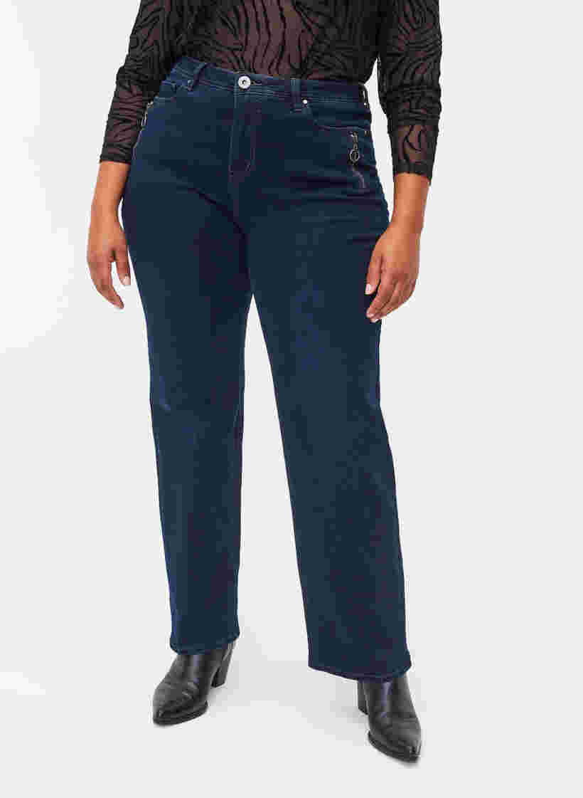 Regular fit Gemma jeans with high waist, Dark blue, Model image number 3