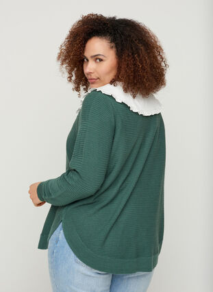 Knitted blouse with round neckline, Sea Pine, Model image number 1