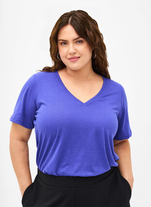 FLASH - T-shirt with v-neck, Royal Blue, Model image number 0