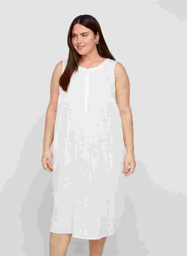Sleeveless cotton dress, White, Model image number 0