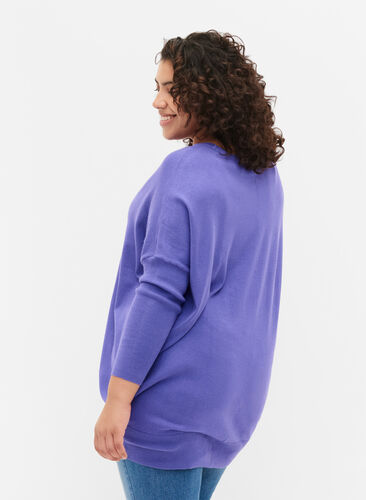 Knitted tunic in viscose blend, Purple Opulence, Model image number 1