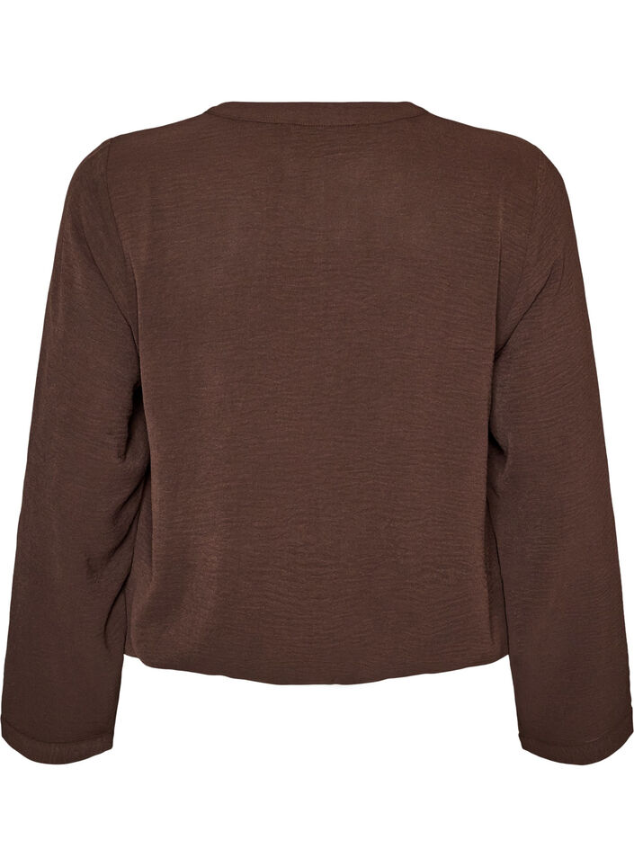 Balloon silhouette blouse with V-neck, Brown, Packshot image number 1
