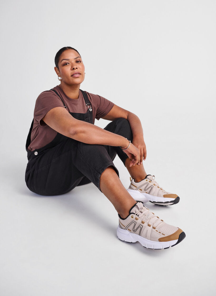 Wide fit - Sneakers with elastic laces, Birch, Image image number 0