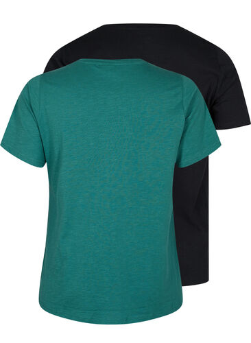 Basics cotton t-shirt 2-pack, Antique Green/Black, Packshot image number 1