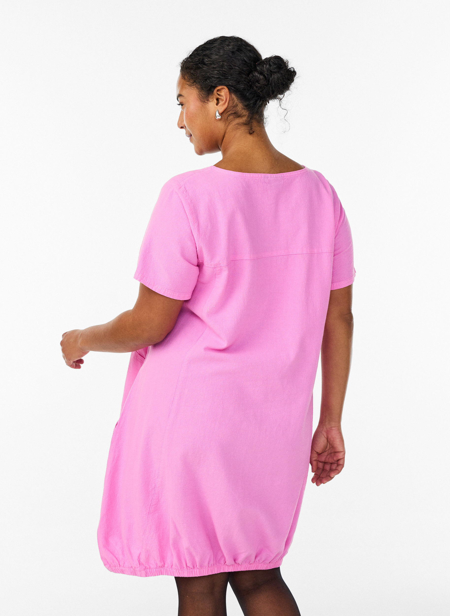 Zizzifashion Short-sleeved cotton dress, Pink, Model image number 2