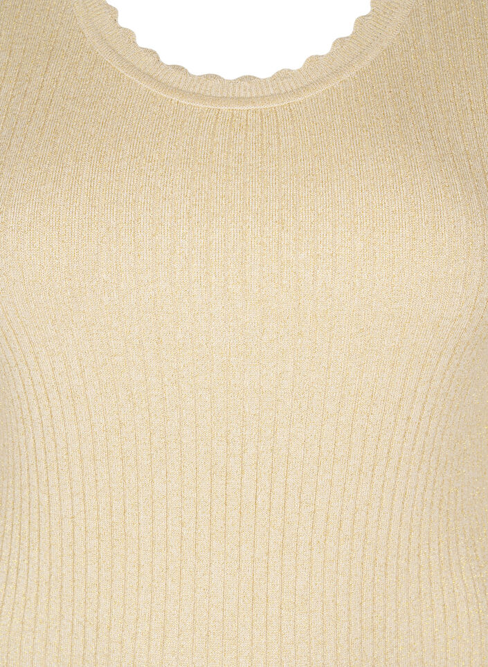Tight-fitting knitted blouse with glitter thread, Beige, Packshot image number 2