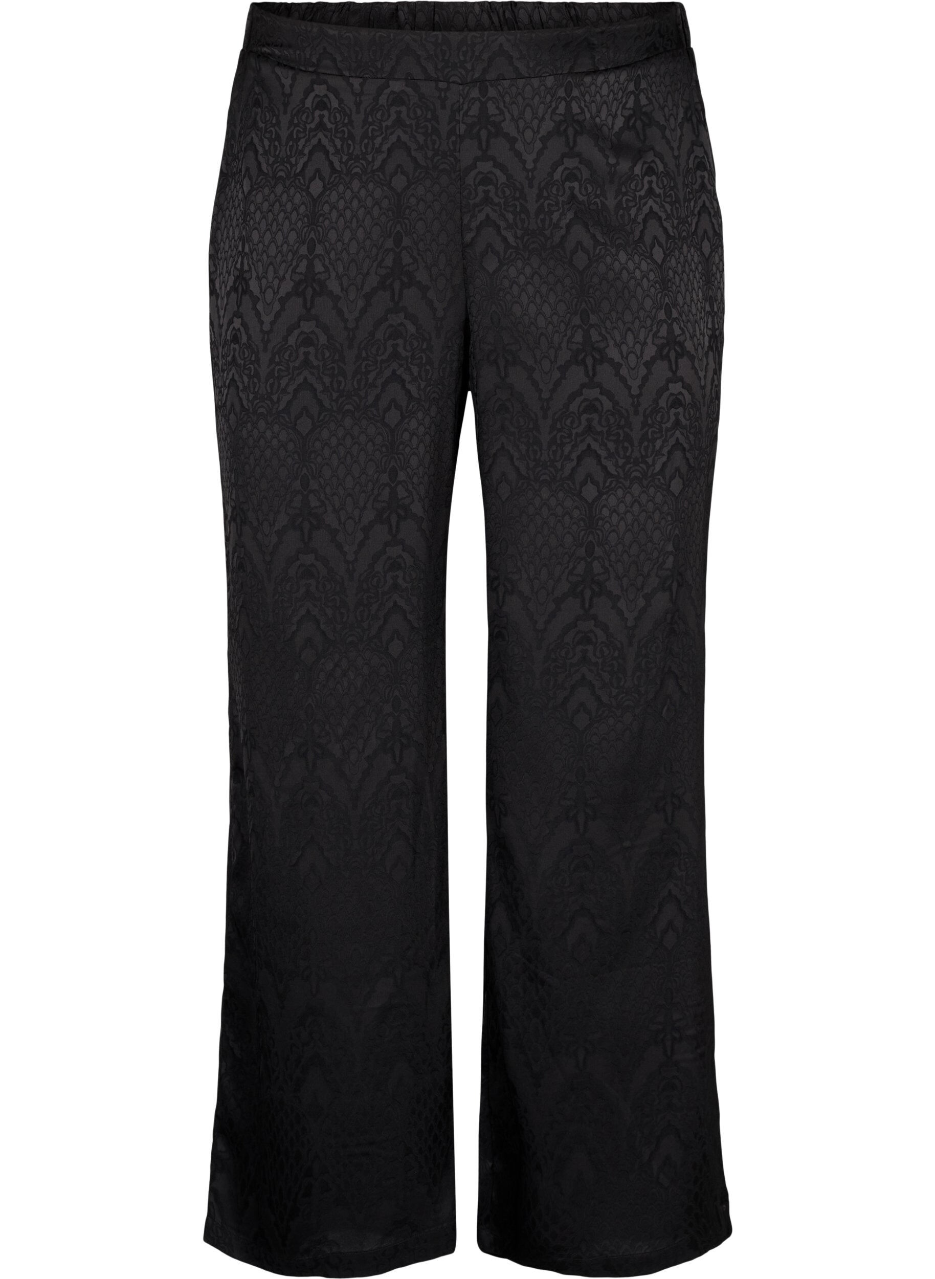 Zizzifashion Trousers with textured pattern, Black, Packshot image number 0