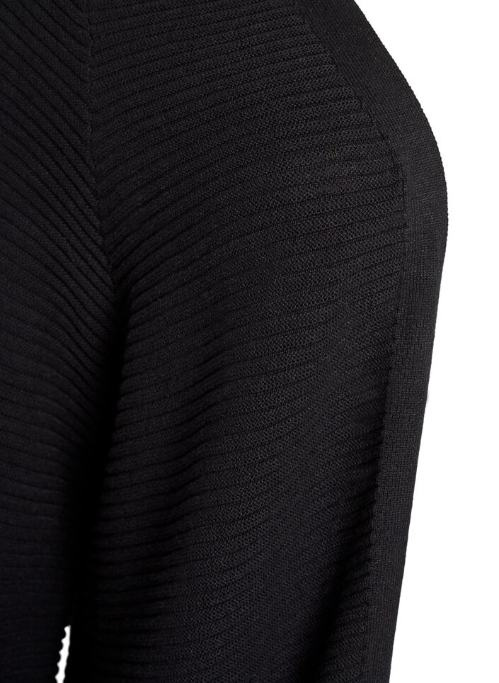 Long rib-knitted cotton cardigan, Black, Packshot image number 2