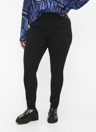 FLASH - Jeggings with wide elastic waistband, Black, Model image number 2