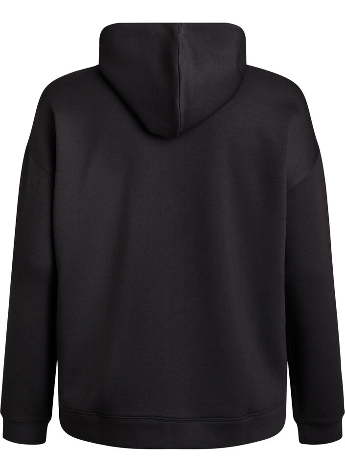 Scuba hoodie with zip and pockets, Black, Packshot image number 1