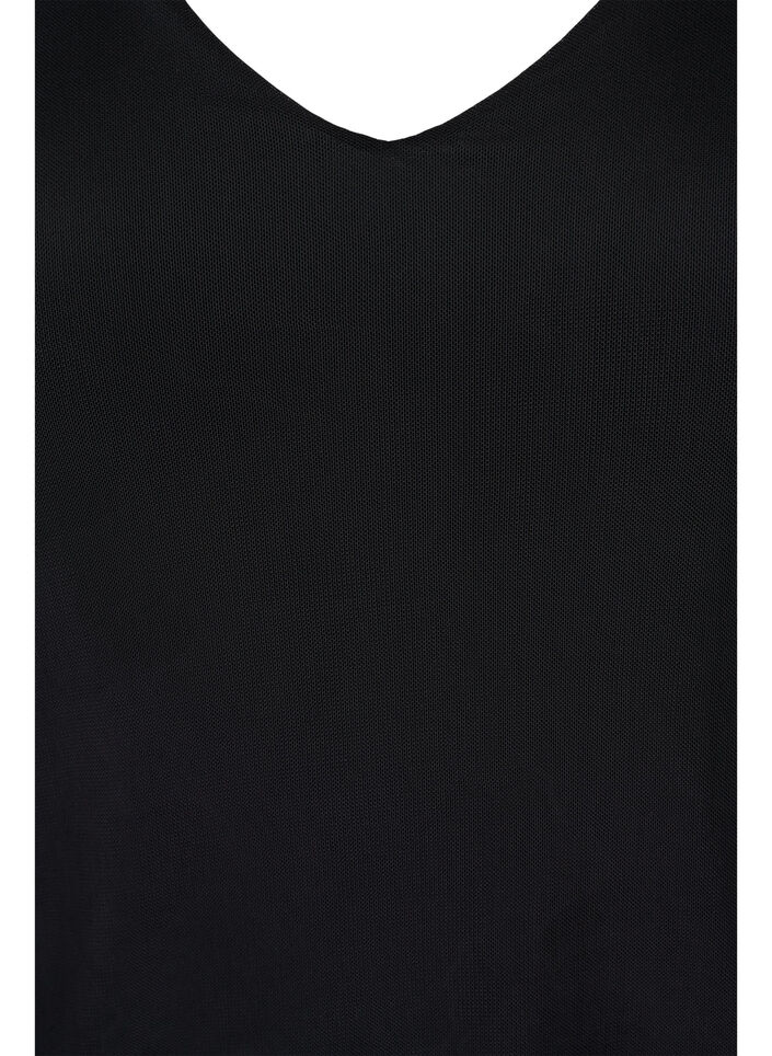 Close-fitting mesh top with v-neck, Black, Packshot image number 2