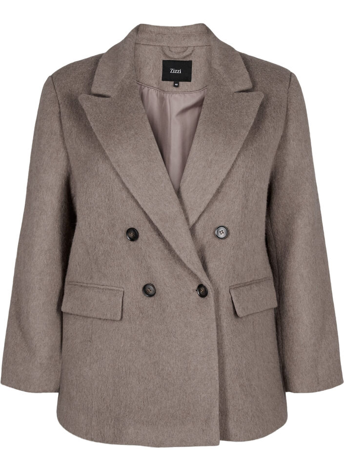 Wool blazer with brushed texture, Grey, Packshot image number 0