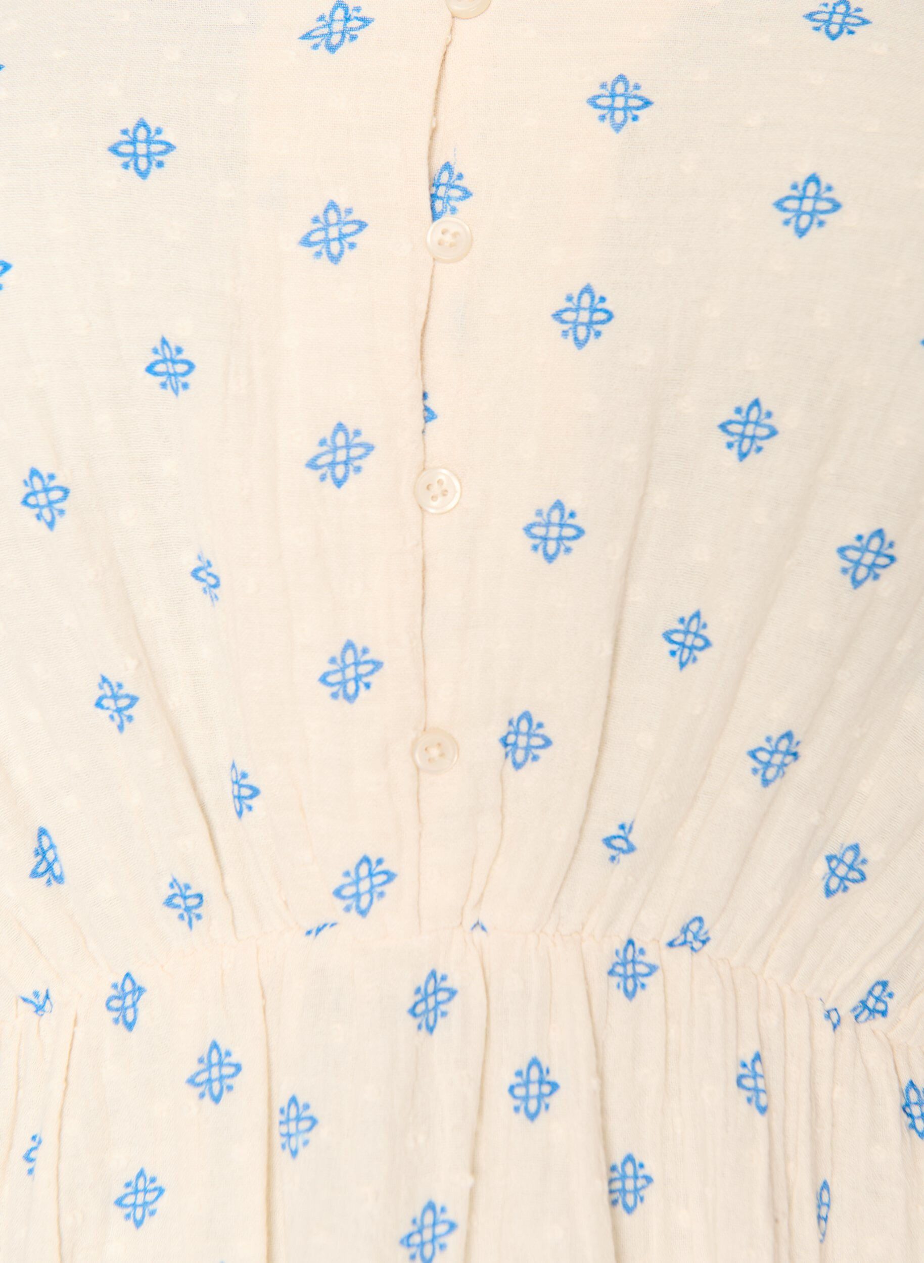 ZizzifashionPrinted cotton dress with an elasticated waist, Beige, Packshot image number 2