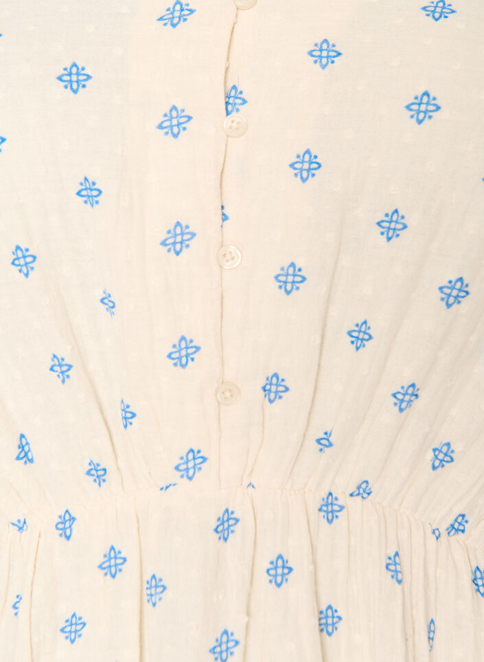 Printed cotton dress with an elasticated waist, Beige, Packshot image number 2