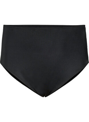 Solid color bikini bottom with regular waist, Black, Packshot image number 0