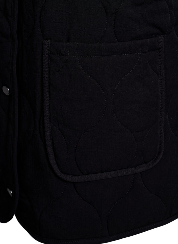 Quilted jacket with buttons and pockets, Black, Packshot image number 3