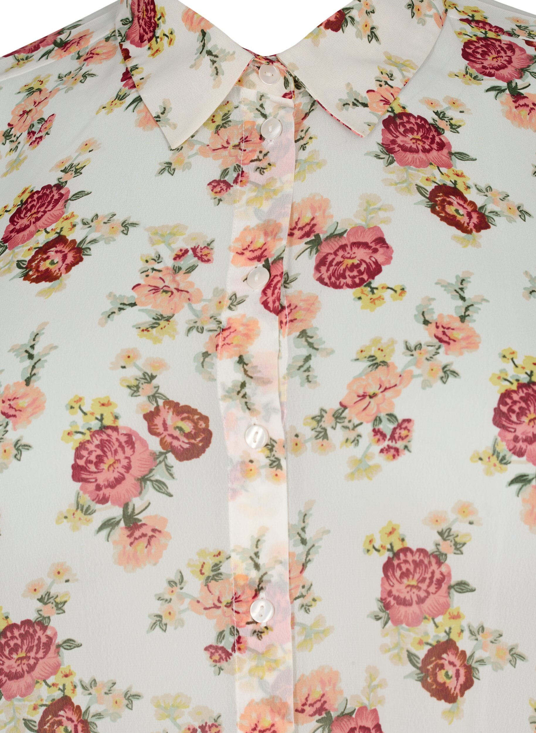 Zizzifashion FLASH - Long sleeve shirt with floral print, Off White Flower, Packshot image number 2