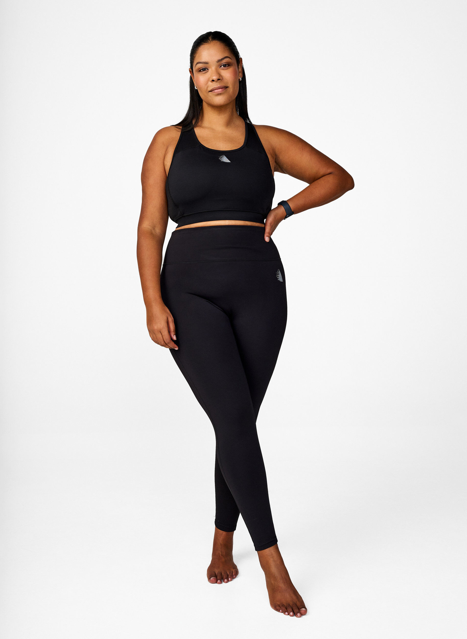 Zizzifashion Sports bra with front pocket, Black, Model image number 1
