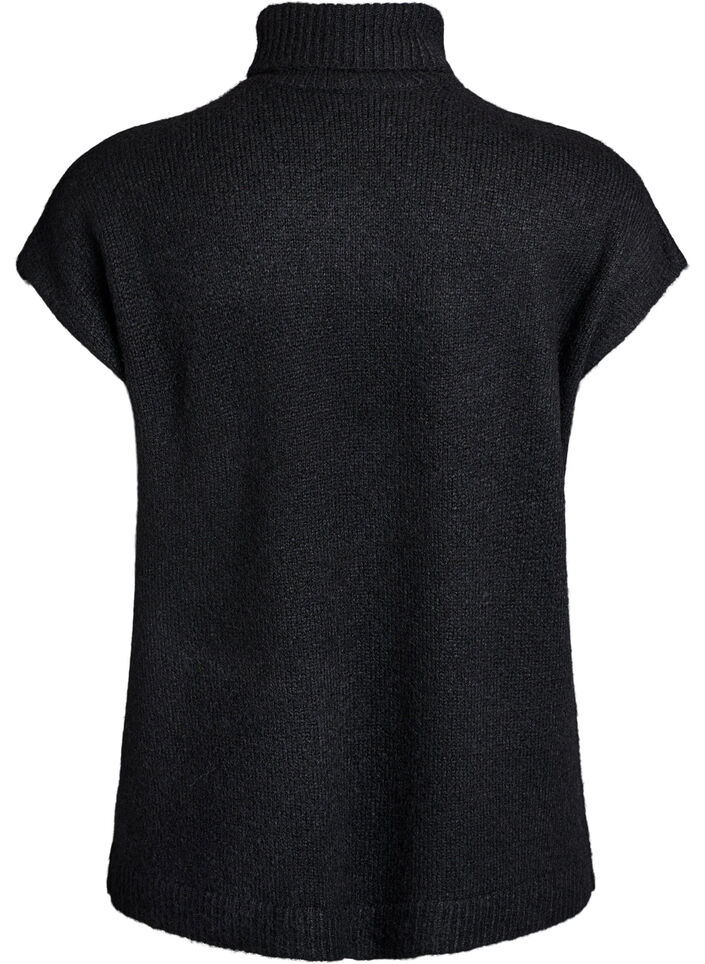 Sleeveless knitted vest with turtleneck, Black, Packshot image number 1