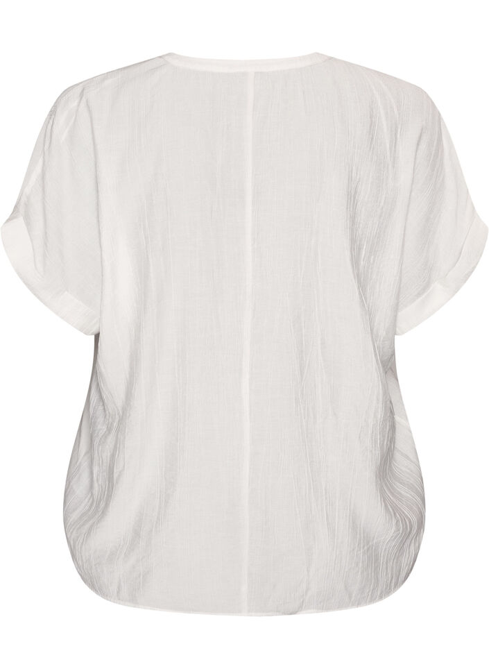 Viscose blouse with buttons and texture, Vanilla, Packshot image number 1