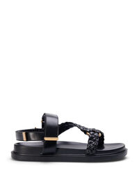 Leather sandal with braided straps and wide fit