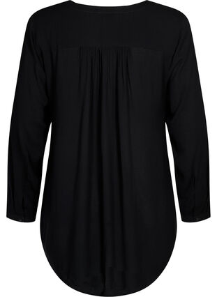 Viscose tunic with v-neckline, Black , Packshot image number 1