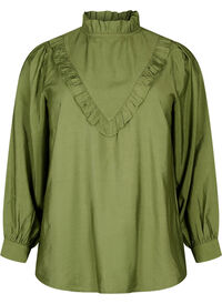Viscose blouse with frills
