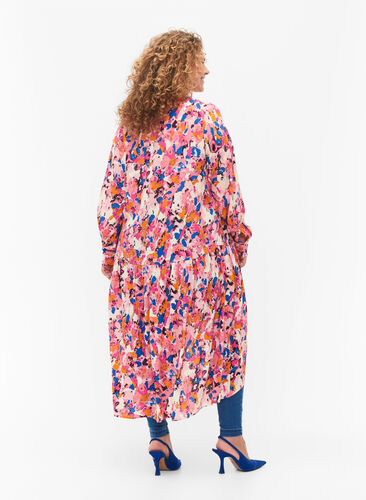 Long-sleeved viscose midi dress with print, Rosebloom GraphicAOP, Model image number 1
