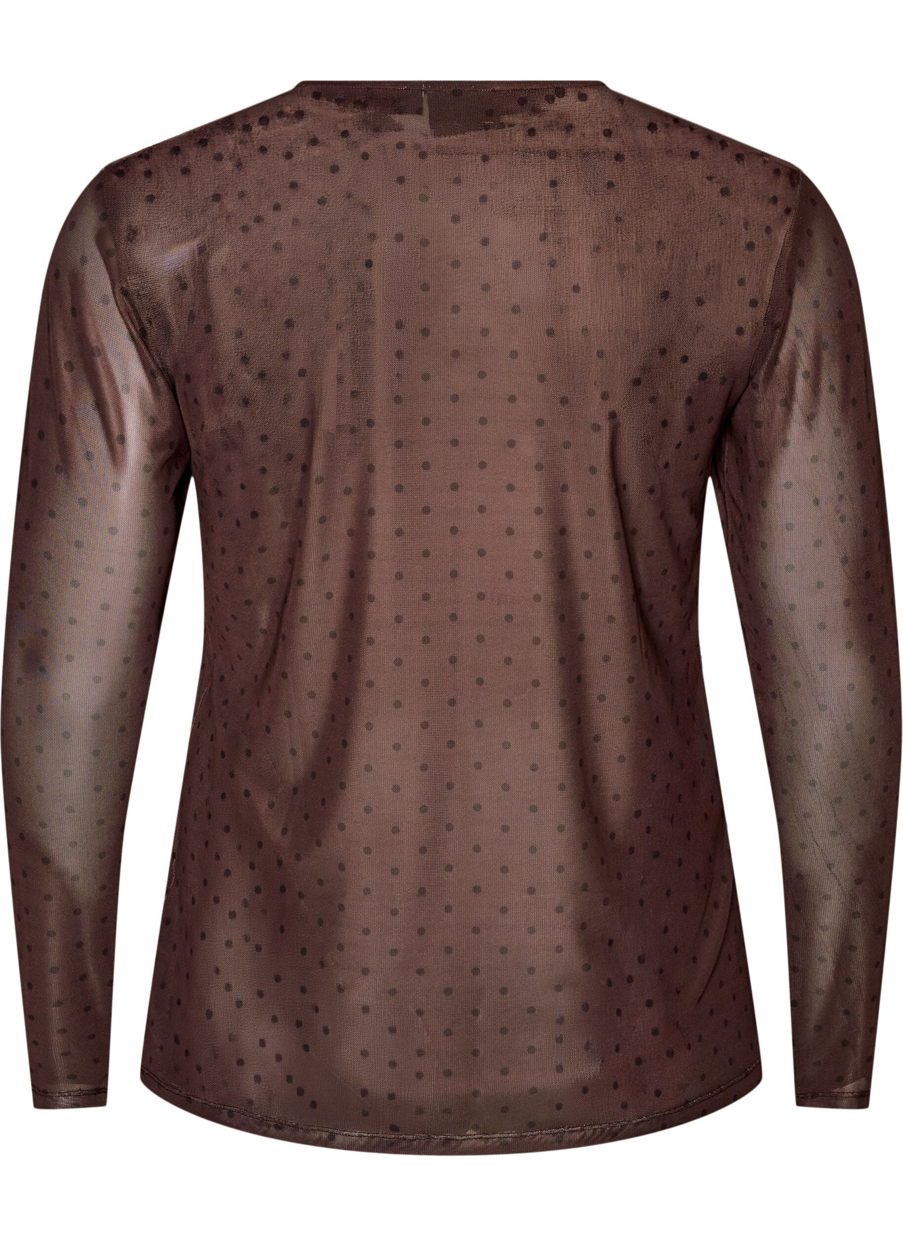 ZizzifashionMesh blouse with print, Brown, Packshot image number 1