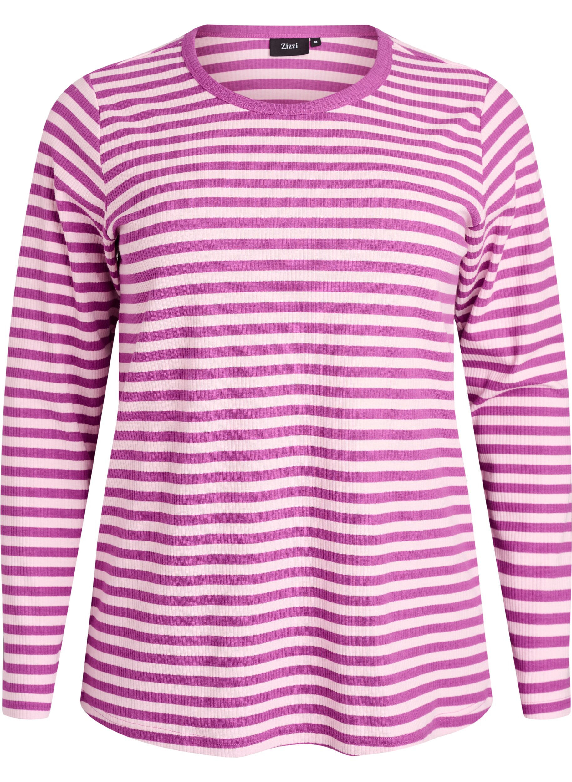 ZizzifashionStriped blouse with long sleeves, Purple, Packshot image number 0