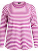 Striped blouse with long sleeves, Purple, Packshot image number 0