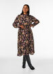 Midi dress with floral print and detachable tie belt, Black, Model image number 1