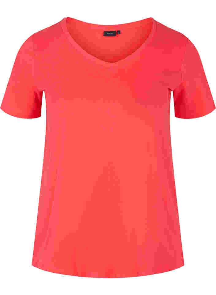 Basic plain cotton t-shirt, Hibiscus, Packshot image number 0
